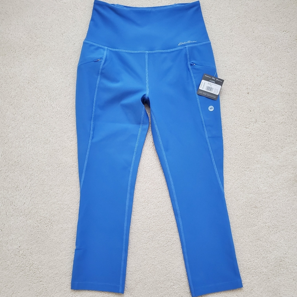 NWT Eddie Bauer Trail Tights Capri Leggings in Brilliant Blue szXS